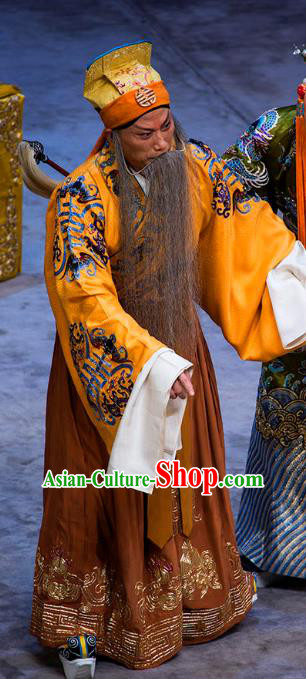 Anecdote of Wu Zetian Chinese Peking Opera Garment Costumes and Headwear Beijing Opera Official Pei Yan Apparels Laosheng Clothing