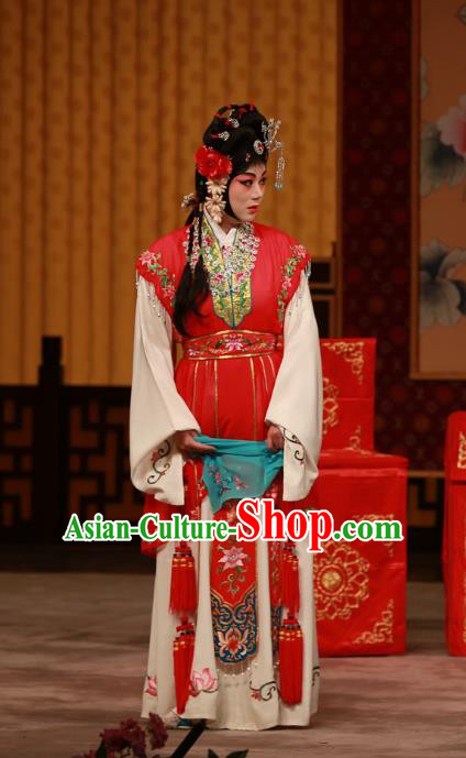 Chinese Beijing Opera Diva You Sanjie Apparels Costumes and Headdress You Sisters in the Red Chamber Traditional Peking Opera Actress Dress Garment