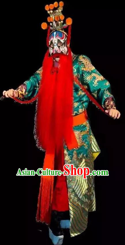 Han Gong Jing Hun Chinese Peking Opera Martial Man Garment Costumes and Headwear Beijing Opera General Ma Wu Apparels Clothing