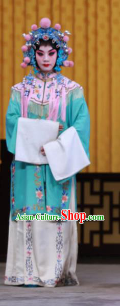 Chinese Beijing Opera Xiaodan Apparels Young Female Costumes and Headdress Fa Men Temple Traditional Peking Opera Court Maid Dress Garment