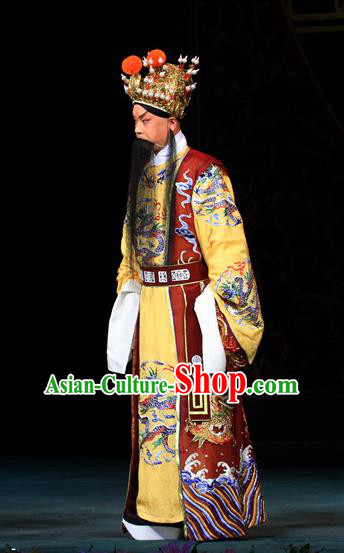 Luo Yang Gong Chinese Peking Opera Laosheng Garment Costumes and Headwear Beijing Opera Emperor Apparels Monarch Li Shimin Clothing
