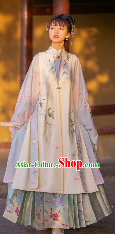 Chinese Traditional Ming Dynasty Noble Princess Embroidered Hanfu Dress Ancient Patrician Lady Apparels Historical Costumes