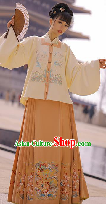 Chinese Traditional Apparels Historical Costumes Ancient Ming Dynasty Noble Lady Embroidered Hanfu Dress for Woman