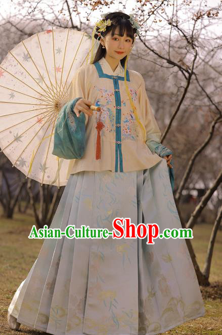 Chinese Traditional Ming Dynasty Historical Costumes Ancient Noble Lady Apparels Royal Princess Embroidered Hanfu Dress for Woman