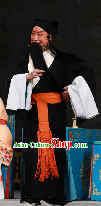 Wu Long Yuan Chinese Peking Opera Laosheng Song Jiang Garment Costumes and Headwear Beijing Opera Elderly Male Black Apparels Clothing