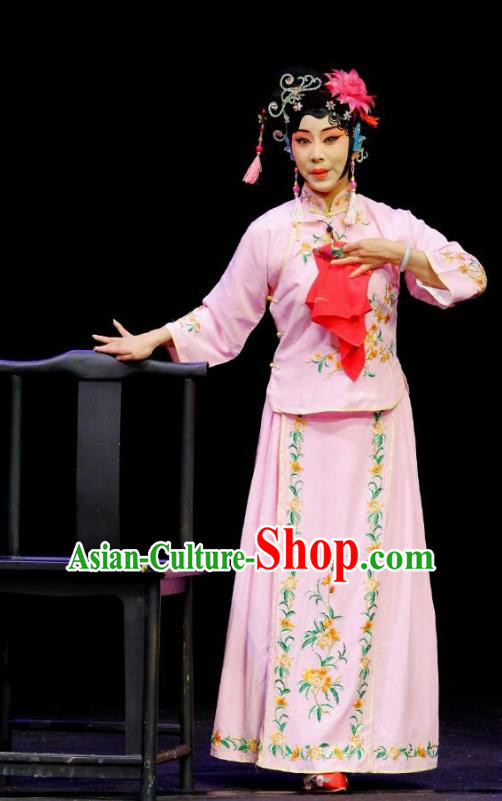 Chinese Beijing Opera Diva Young Lady Apparels Costumes and Headdress Wu Long Yuan Traditional Peking Opera Hua Tan Pink Dress Garment