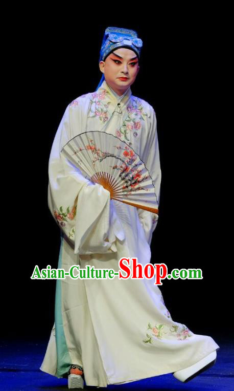 Wu Long Yuan Chinese Peking Opera Niche Garment Costumes and Headwear Beijing Opera Young Male Apparels Scholar Zhang Wenyuan Clothing