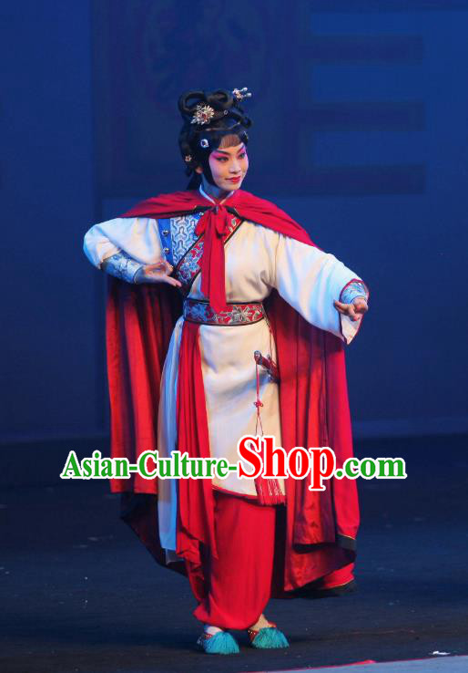 Chinese Beijing Opera Diva Jiang Yan Apparels Young Female Costumes and Headdress Da Meng Chang Ge Traditional Peking Opera Hua Tan Dress Garment