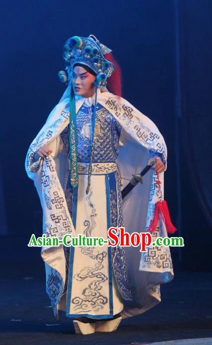 Da Meng Chang Ge Chinese Peking Opera General Xin Qiji Garment Costumes and Headwear Beijing Opera Martial Male Apparels Takefu Armor Clothing