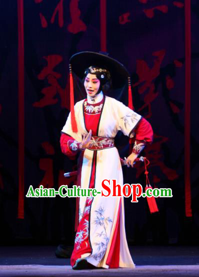 Chinese Beijing Opera Young Female Apparels Diva Jiang Yan Costumes and Headdress Da Meng Chang Ge Traditional Peking Opera Huadan Dress Garment