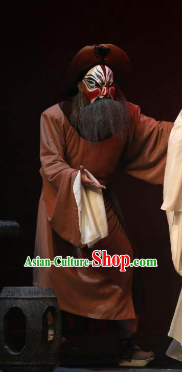 Da Meng Chang Ge Chinese Peking Opera Laosheng Elderly Male Garment Costumes and Headwear Beijing Opera Swordsman Ma Jinfu Apparels Clothing