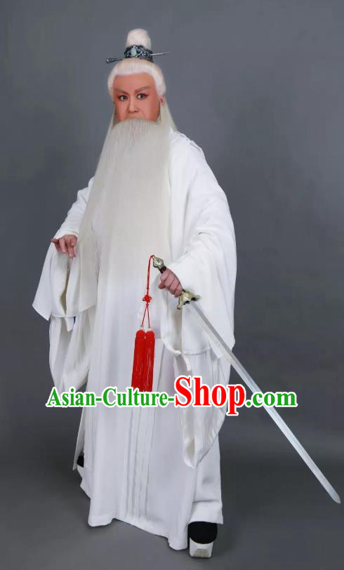 Da Meng Chang Ge Chinese Peking Opera Old Swordsman Garment Costumes and Headwear Beijing Opera Laosheng Apparels Elderly Male Xin Qiji Clothing