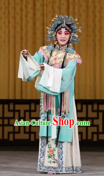 Chinese Beijing Opera Court Maid Yan Hong Apparels Young Lady Costumes and Headdress Imperial Concubine Mei Traditional Peking Opera Servant Woman Dress Garment