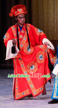 Stealing Silver Pot Chinese Peking Opera Takefu Garment Costumes and Headwear Beijing Opera Wusheng Apparels Martial Male Red Clothing