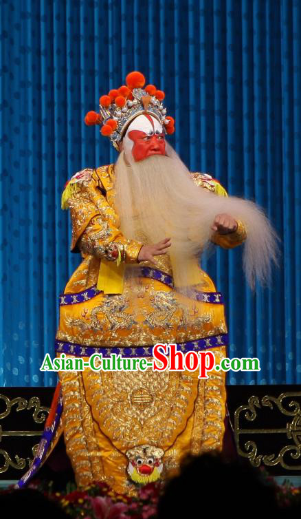 Qun Jie Hua Chinese Peking Opera Martial Male Garment Costumes and Headwear Beijing Opera Apparels General Huang Gai Armor Clothing