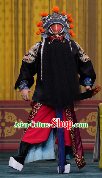 Chi Sang Zhen Chinese Peking Opera Martial Male Garment Costumes and Headwear Beijing Opera Takefu Apparels Bodyguard Wang Chao Clothing