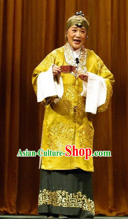 Chinese Beijing Opera Dame Wu Miaozhen Apparels Costumes and Headdress Chi Sang Zhen Traditional Peking Opera Dress Elderly Female Pantaloon Garment