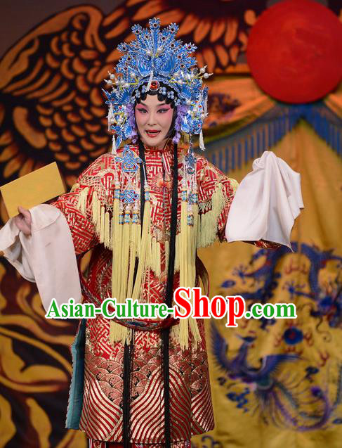 Chinese Beijing Opera Actress Apparels Court Lady Costumes and Headdress Imperial Concubine Mei Traditional Peking Opera Hua Tan Dress Garment