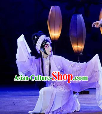 Chinese Beijing Opera Hua Tan Apparels Actress Costumes and Headdress Qing Si Hen Traditional Peking Opera Young Female Dress Distress Maiden Jiao Guiying Garment