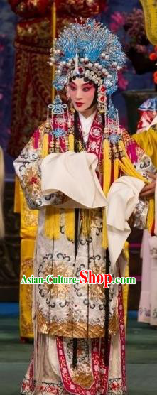 Chinese Beijing Opera Hua Tan Actress Apparels Court Lady Costumes and Headdress Imperial Concubine Mei Traditional Peking Opera Noble Female Dress Garment