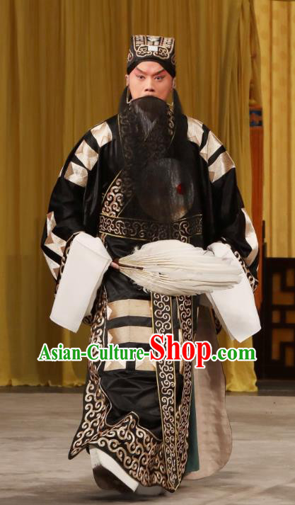 Tun Wu Hen Chinese Peking Opera Military Counsellor Garment Costumes and Headwear Beijing Opera Laosheng Apparels Elderly Male Zhuge Liang Clothing