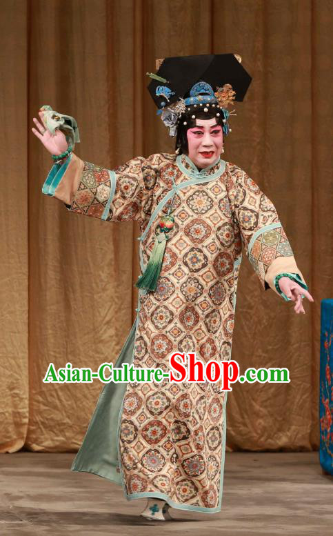 Chinese Beijing Opera Actress Han Cuizhu Apparels Costumes and Headdress Mei Yu Pei Traditional Peking Opera Hua Tan Qing Dynasty Woman Dress Garment