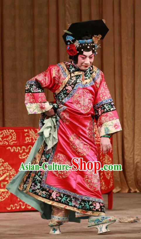 Chinese Beijing Opera Hua Tan Han Cuizhu Apparels Diva Costumes and Headdress Mei Yu Pei Traditional Peking Opera Dress Qing Dynasty Female Garment