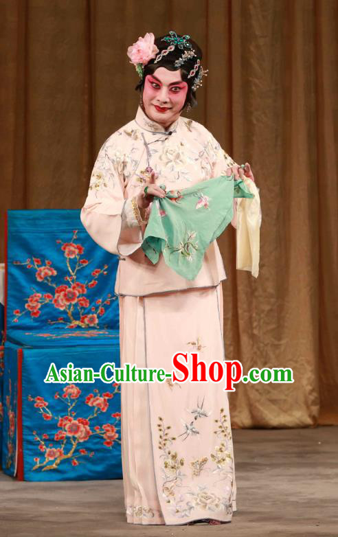 Chinese Beijing Opera Young Mistress Han Cuizhu Apparels Diva Costumes and Headdress Mei Yu Pei Traditional Peking Opera Actress Dress Garment