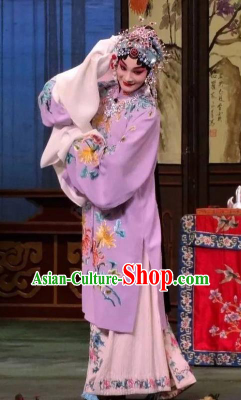 Chinese Beijing Opera Young Female Apparels Costumes and Headdress Han Ming Fei Traditional Peking Opera Hua Tan Dress Diva Wang Zhaojun Garment