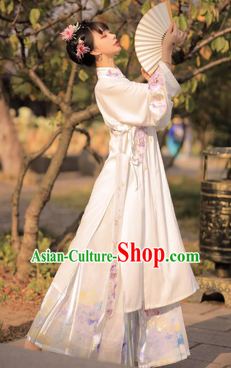 Chinese Ancient Patrician Lady Historical Costumes Traditional Embroidered Hanfu Dress Ming Dynasty Garment for Women