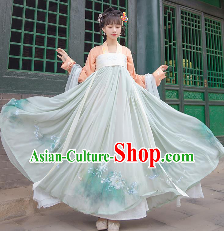 Chinese Ancient Noble Princess Historical Costumes Traditional Embroidered Hanfu Dress Tang Dynasty Court Lady Garment