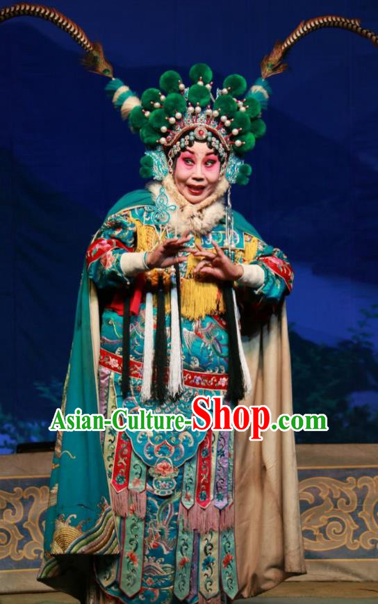 Chinese Shanxi Clapper Opera Tao Ma Tan Garment Costumes and Headdress Xue Gang Fan Tang Traditional Bangzi Opera Blues Dress Ji Luanying Apparels