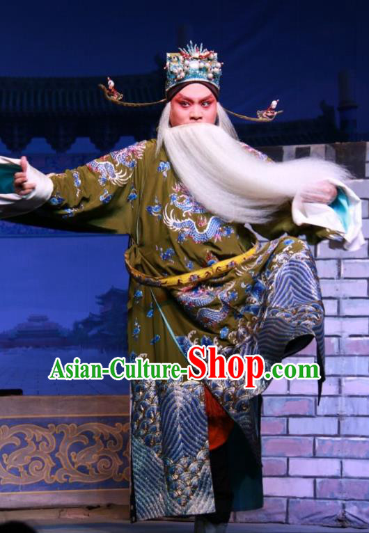 Xue Gang Fan Tang Chinese Bangzi Opera Xu Ce Apparels Costumes and Headpieces Traditional Shanxi Clapper Opera Official Garment Elderly Man Clothing