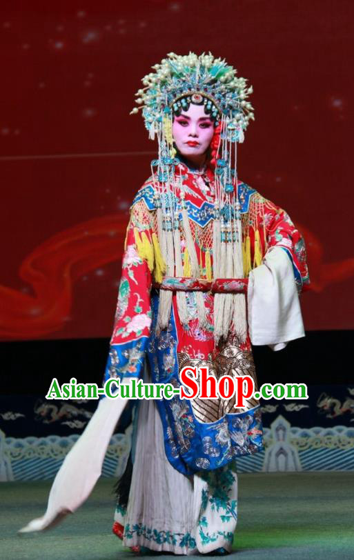 Chinese Shanxi Clapper Opera Hua Tan Garment Costumes and Headdress Jian Huang Gu Traditional Bangzi Opera Actress Dress Royal Princess Apparels