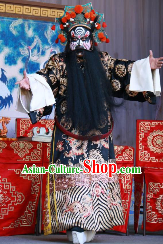 Zui Chen Qiao Chinese Bangzi Opera Jing Role Apparels Costumes and Headpieces Traditional Shanxi Clapper Opera Painted Role Garment Zheng Ziming Clothing