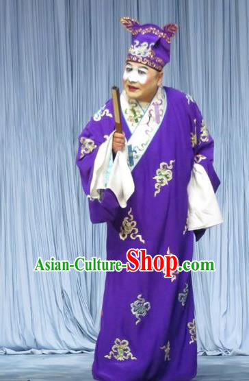 The Story of Jade Bracelet Chinese Bangzi Opera Clown Apparels Costumes and Headpieces Traditional Hebei Clapper Opera Bully Garment Childe Han Chen Clothing