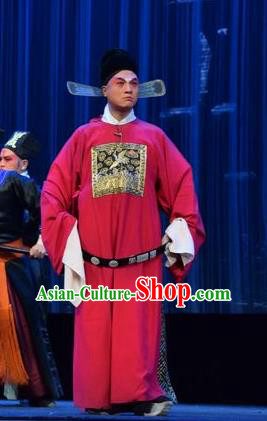 Tao Jin An Chinese Shanxi Opera Clown Apparels Costumes and Headpieces Traditional Jin Opera Chou Role Garment Magistrate An Yuanzhen Clothing