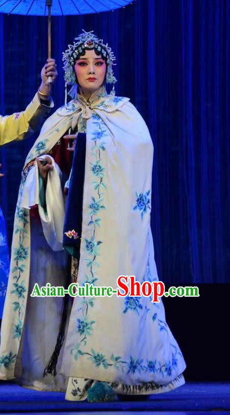 Chinese Jin Opera Young Mistress Garment Costumes and Headdress Tao Jin An Traditional Shanxi Opera Actress Dress Madam Apparels