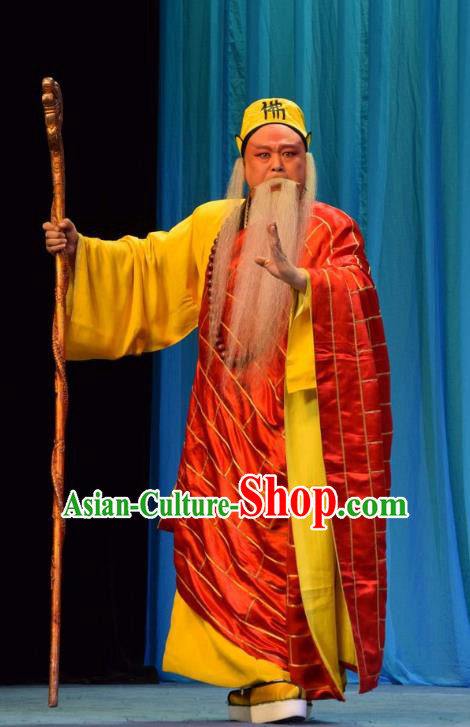 Madam White Snake Chinese Shanxi Opera Monk Fa Hai Apparels Costumes and Headpieces Traditional Jin Opera Elderly Male Garment Laosheng Cassock Clothing