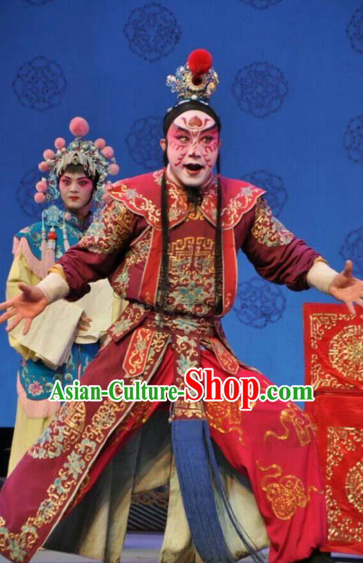 Jin Shui Bridge Chinese Bangzi Opera Swordsman Apparels Costumes and Headpieces Traditional Shanxi Clapper Opera Martial Male Garment Wusheng Qin Ying Clothing