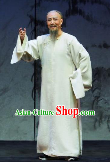 Yu Chenglong Chinese Shanxi Opera Old Man Apparels Costumes and Headpieces Traditional Jin Opera Laosheng Garment Civilian Clothing