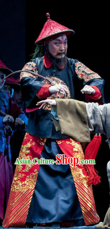 Yu Chenglong Chinese Shanxi Opera General Apparels Costumes and Headpieces Traditional Jin Opera Qing Dynasty Commander Garment Clothing