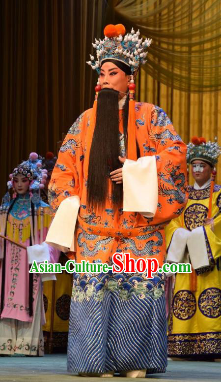 Da Jin Zhi Chinese Shanxi Opera Monarch Apparels Costumes and Headpieces Traditional Jin Opera Imperial Lord Garment Emperor Tang Clothing