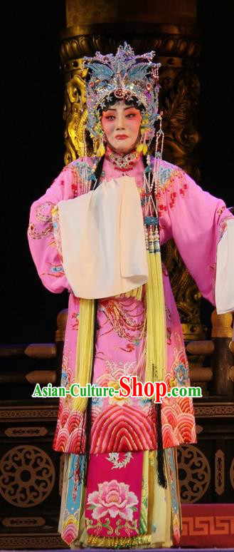 Chinese Jin Opera Hua Tan Garment Costumes and Headdress Da Jin Zhi Traditional Shanxi Opera Princess Shengping Dress Court Woman Apparels