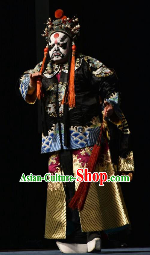 Wo Hu Ling Chinese Shanxi Opera Martial Male Apparels Costumes and Headpieces Traditional Jin Opera Wusheng Garment Steward Tang Dan Clothing