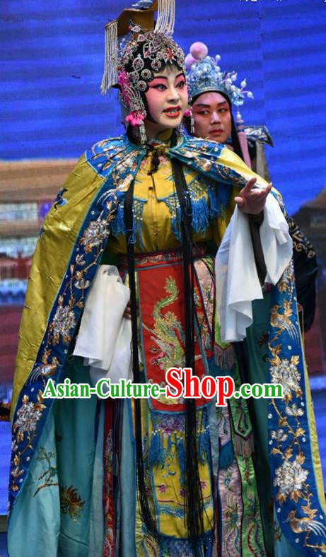 Chinese Jin Opera Princess Hu Yang Garment Costumes and Headdress Wo Hu Ling Traditional Shanxi Opera Noble Female Dress Actress Apparels