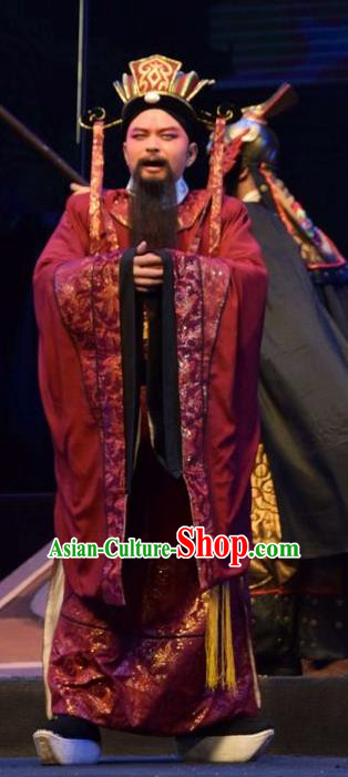 Madam Ruyi Chinese Shanxi Opera Laosheng Apparels Costumes and Headpieces Traditional Jin Opera Elderly Gentleman Garment Official Clothing