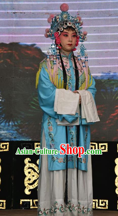 Chinese Jin Opera Servant Girl Garment Costumes and Headdress Tu Fu Zhuang Yuan Traditional Shanxi Opera Court Maid Dress Apparels