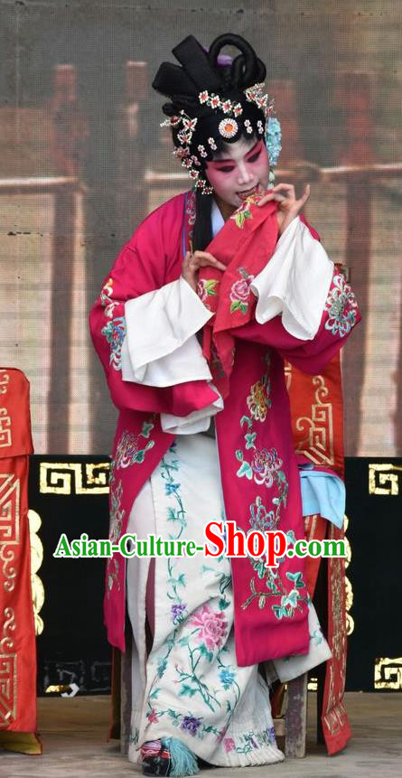 Chinese Jin Opera Diva Dang Fengying Garment Costumes and Headdress Tu Fu Zhuang Yuan Traditional Shanxi Opera Hua Tan Dress Young Beauty Apparels