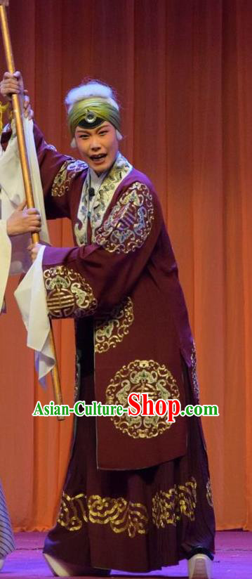 Chinese Jin Opera Laodan Garment Costumes and Headdress Han Yang Court Traditional Shanxi Opera Pantaloon Dress Dame Apparels
